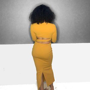 Yellow/Gold Maxi dress with open back